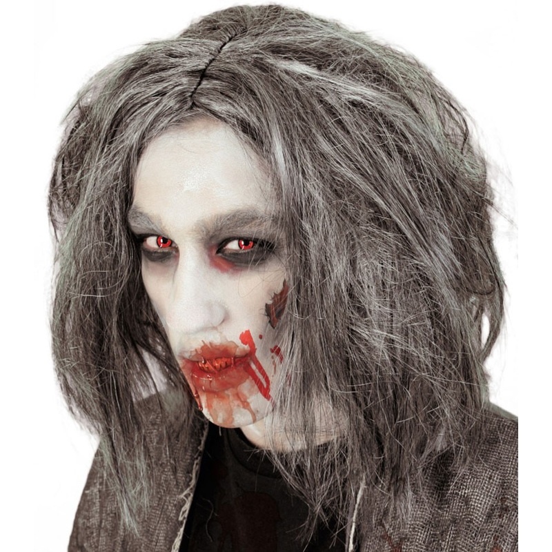 Disheveled long hair wig in gray