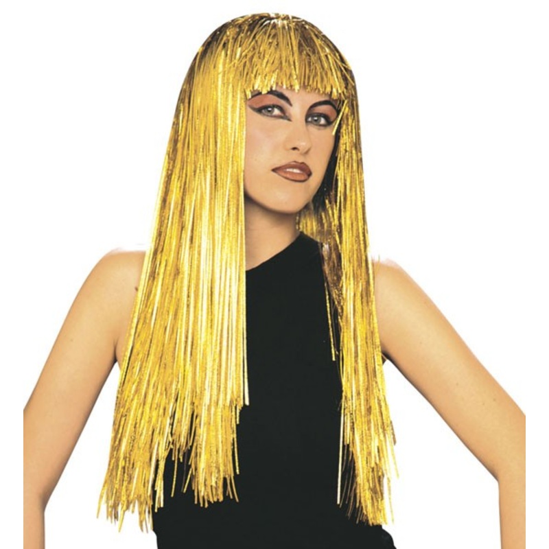 Golden tinsel glamor disco wig