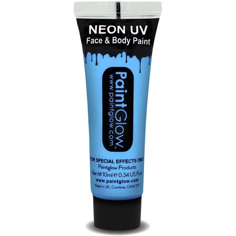 Neon blue UV face and body paint 10 ml