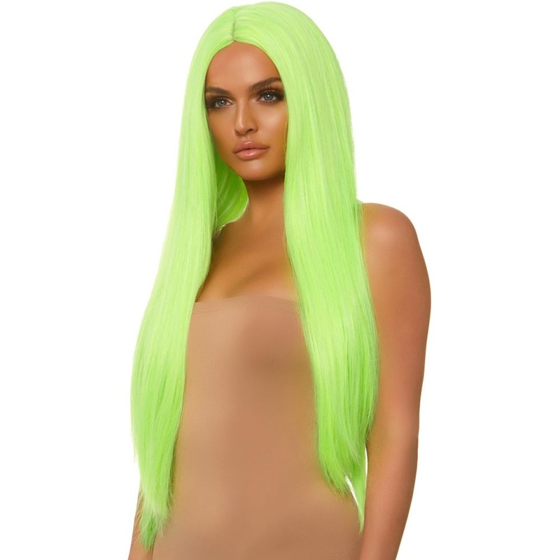 Neon Green Long Hair UV Wig