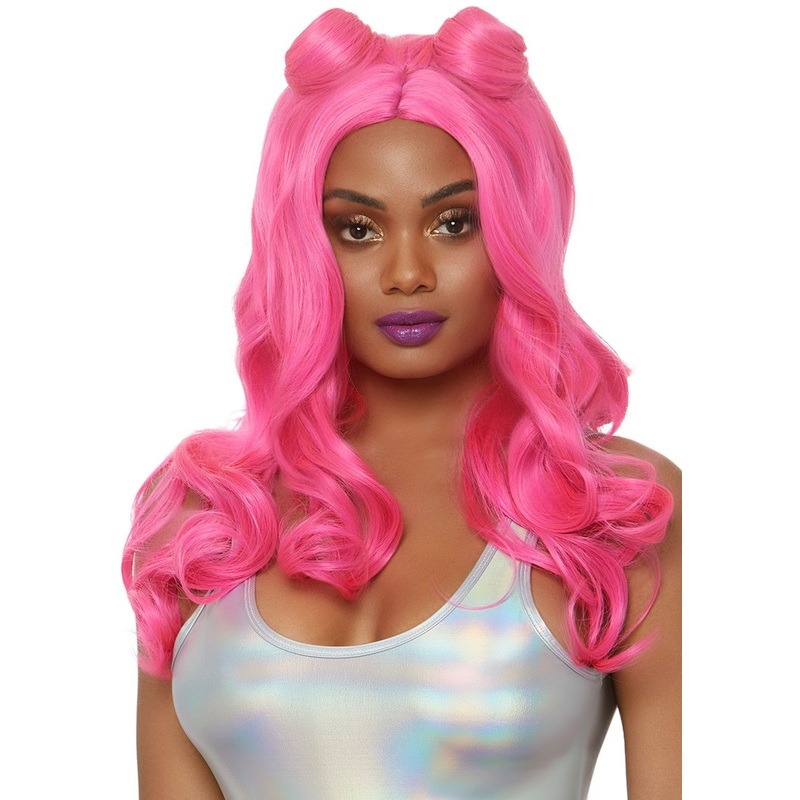 Neon UV wig for women in pink