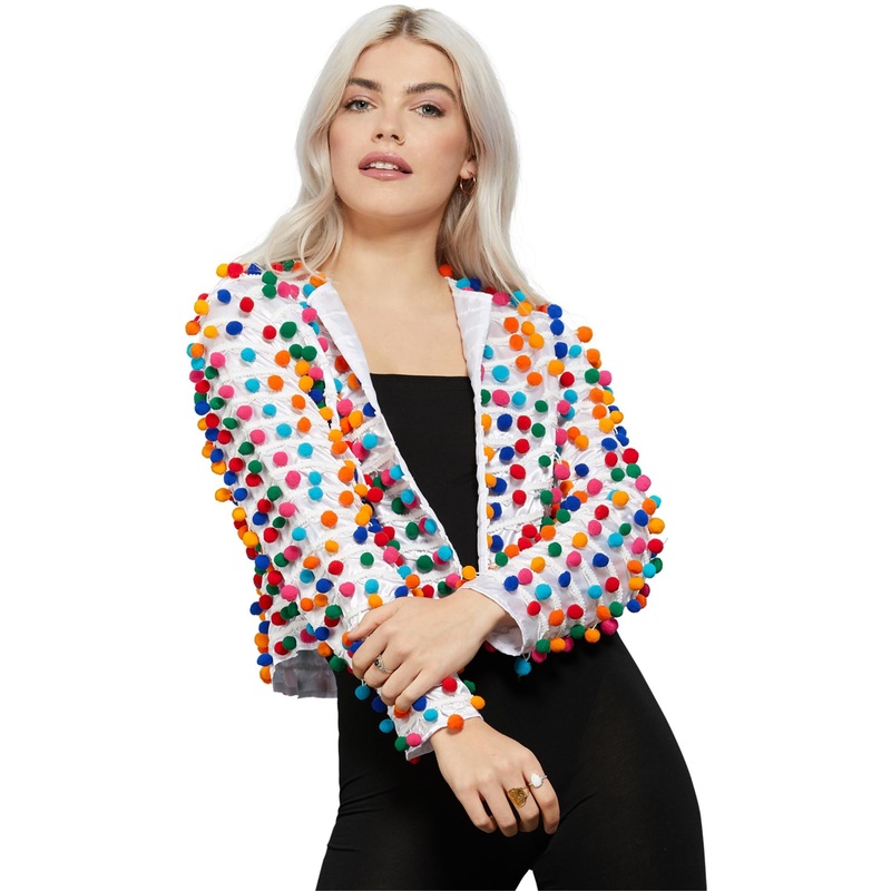 Pom Pom Festival Jacket for Women in Colorful
