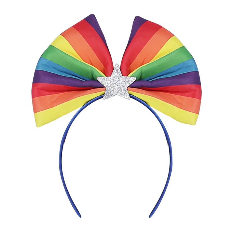 Rainbow headband with bow for women