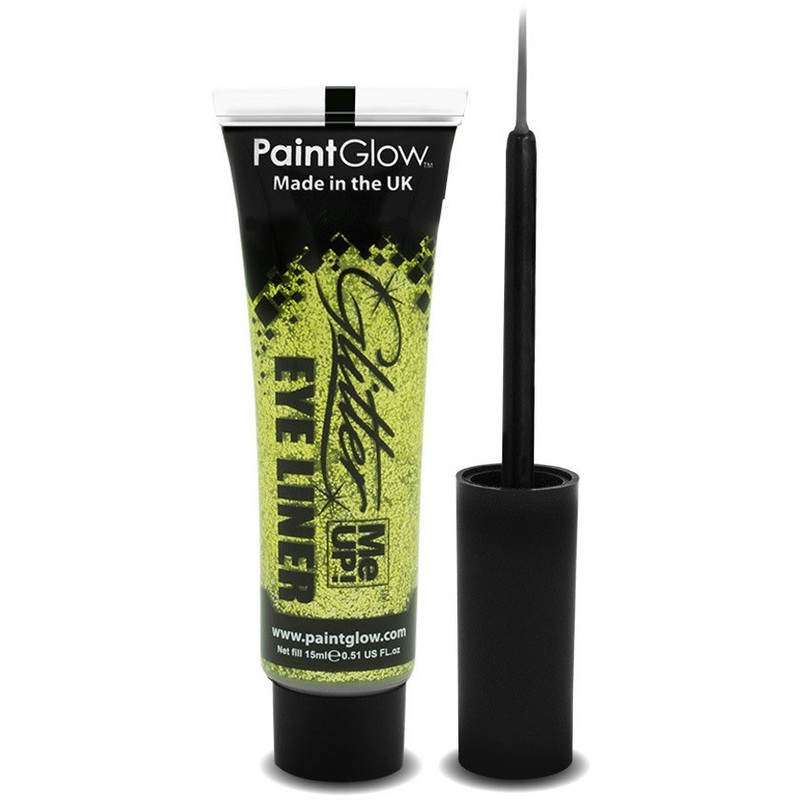 Yellow UV glitter eyeliner