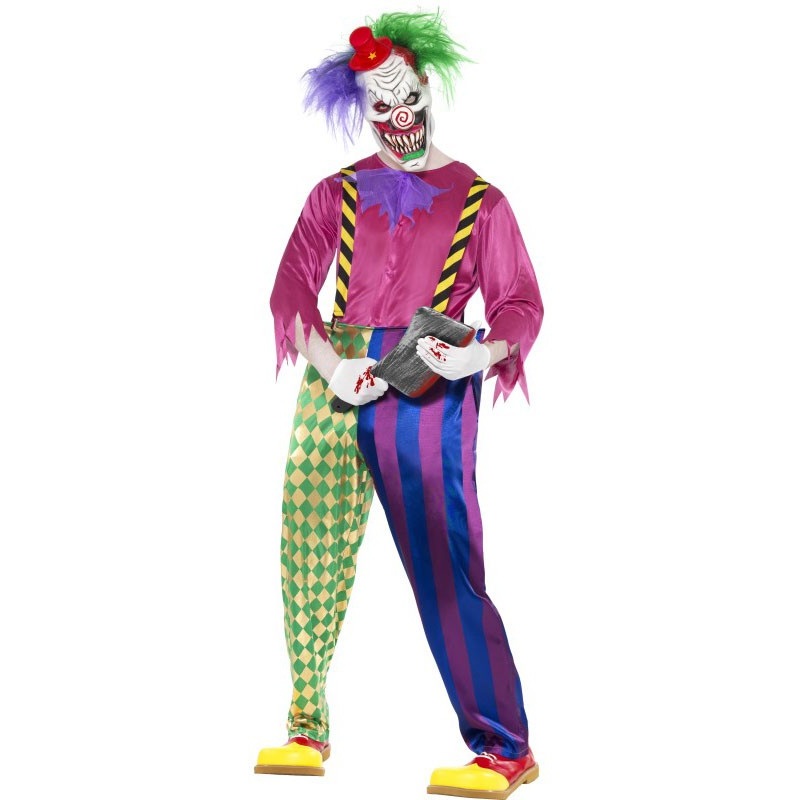 Brightly colored crazy horror clown M