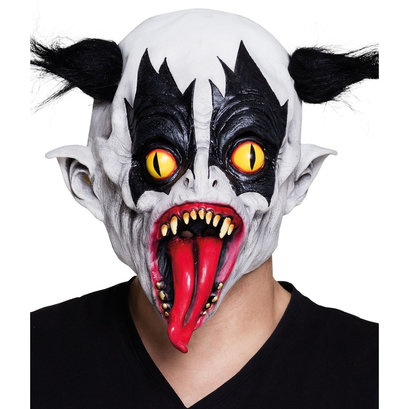 Clown mask of horror with black hair