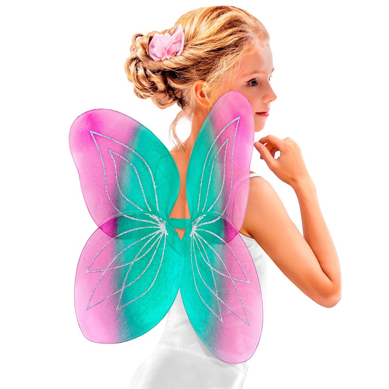 Glitter wings for girls turquoise-pink