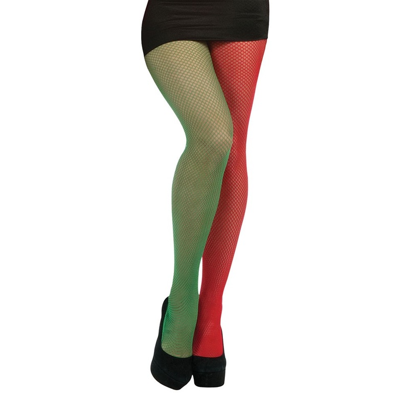 Green-red Pippa fishnet tights
