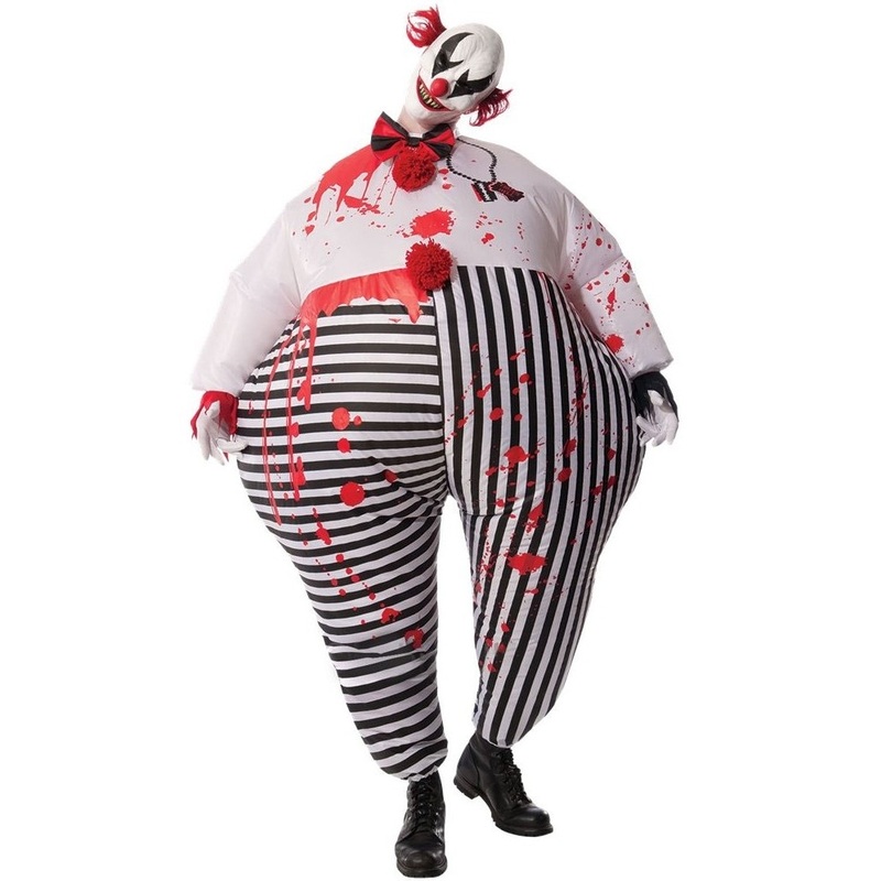 Inflatable zombie horror clown mens costume