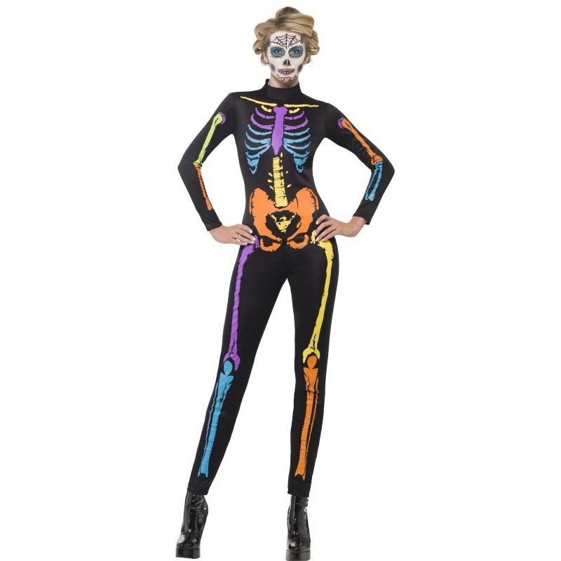 Colorful rainbow skeleton jumpsuit for women 36-38