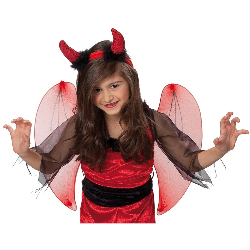 Costume set devil wings & horns for children
