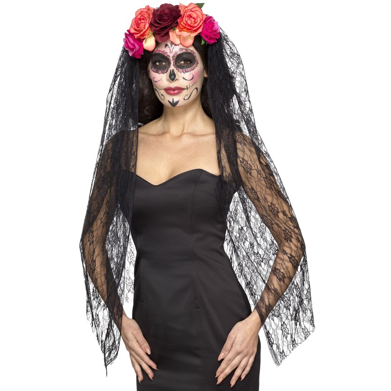 Day of the dead halloween veil for ladies
