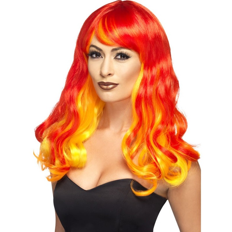Devil red long hair wig