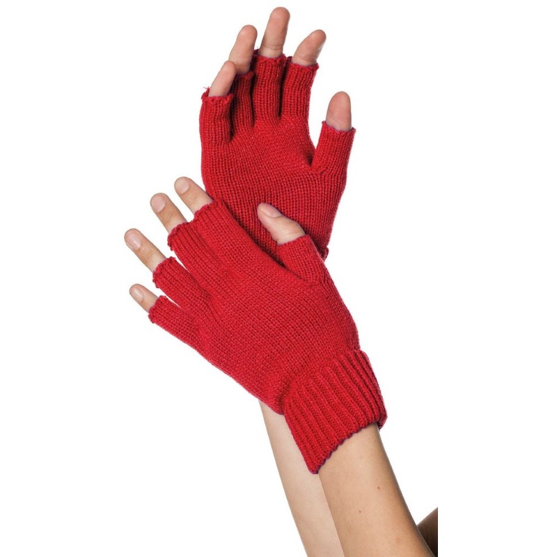 fingerless gloves in red