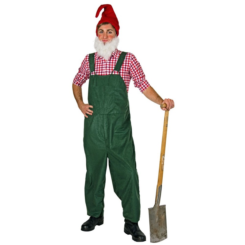 Green garden gnome dungarees M-L