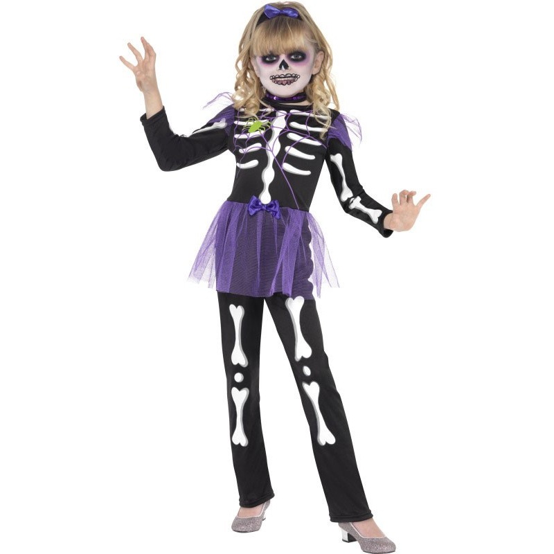 Halloween skeleton child costume with tulle skirt