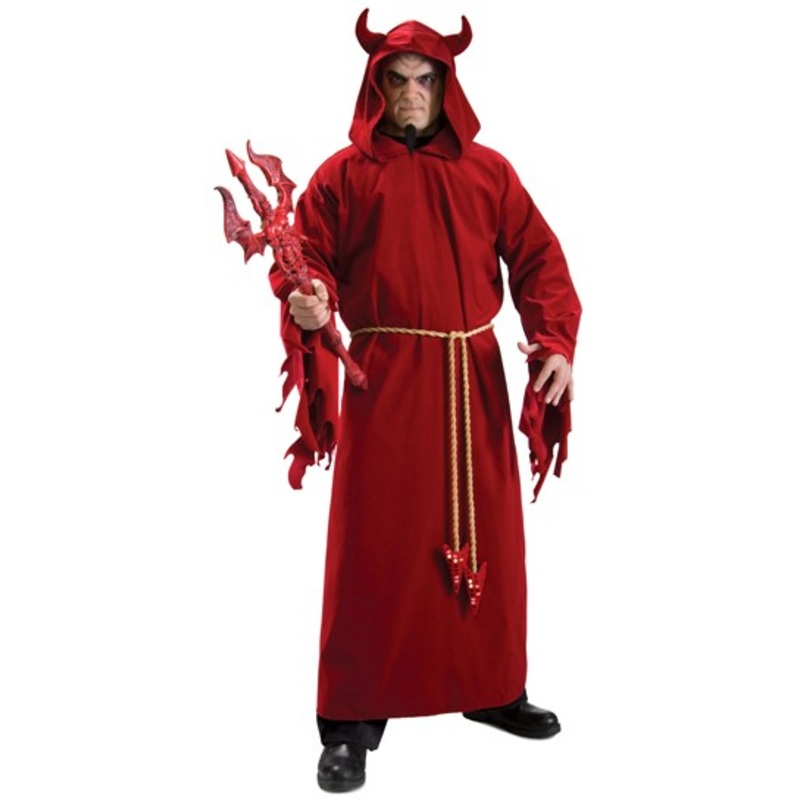 Hell lord devil costume men hooded robe red
