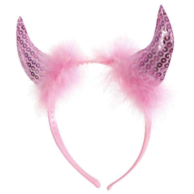 Pink devil horns sequins