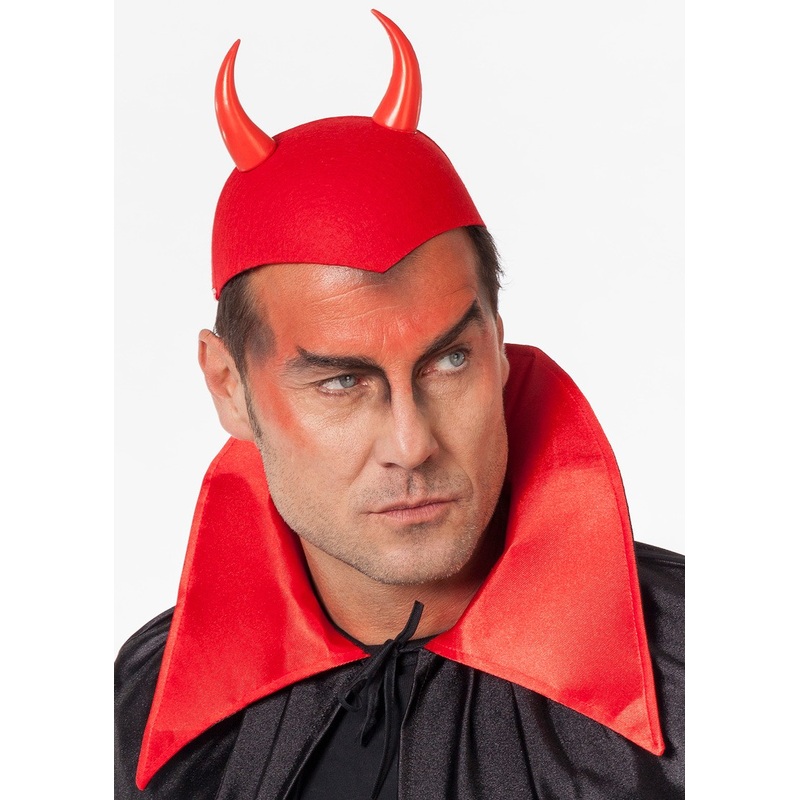Red devil cap with horns