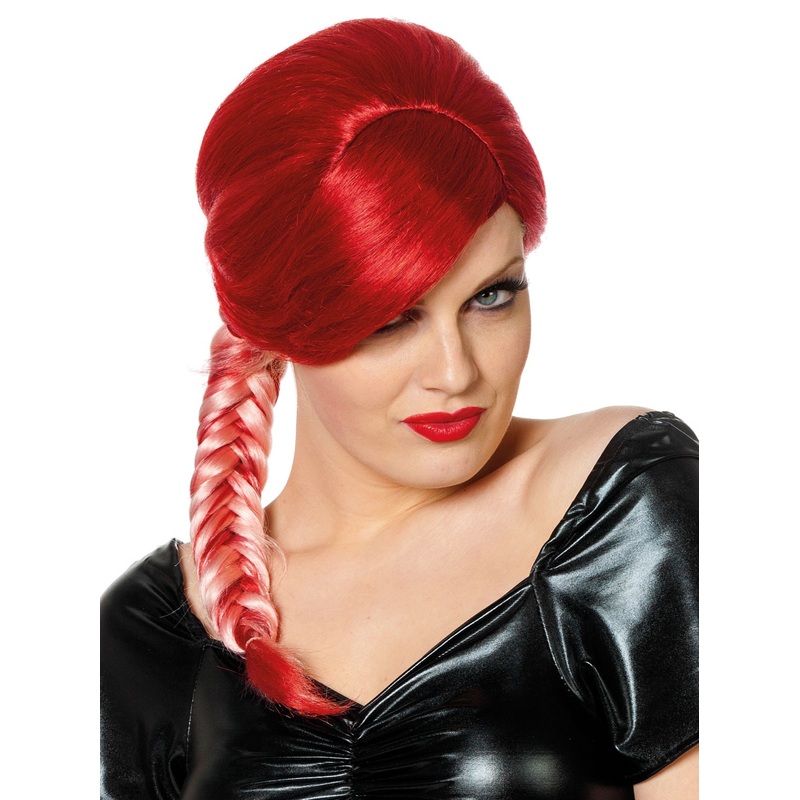 Red Rojana wig with braid