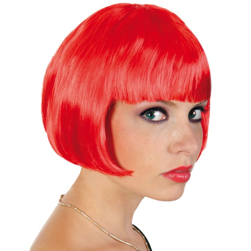 Red wig in bob cut