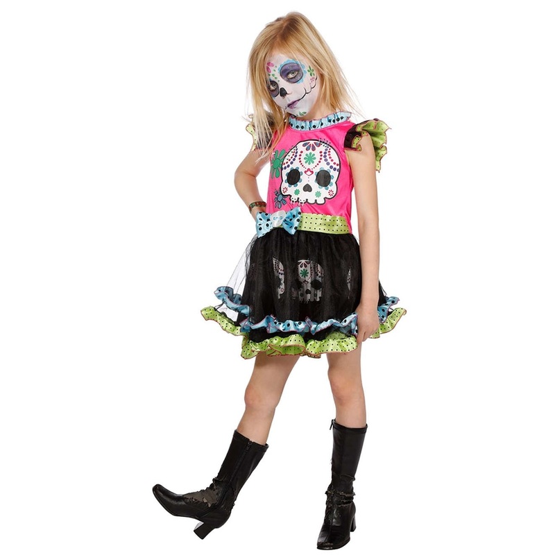 Colorful day of the dead child costume 128