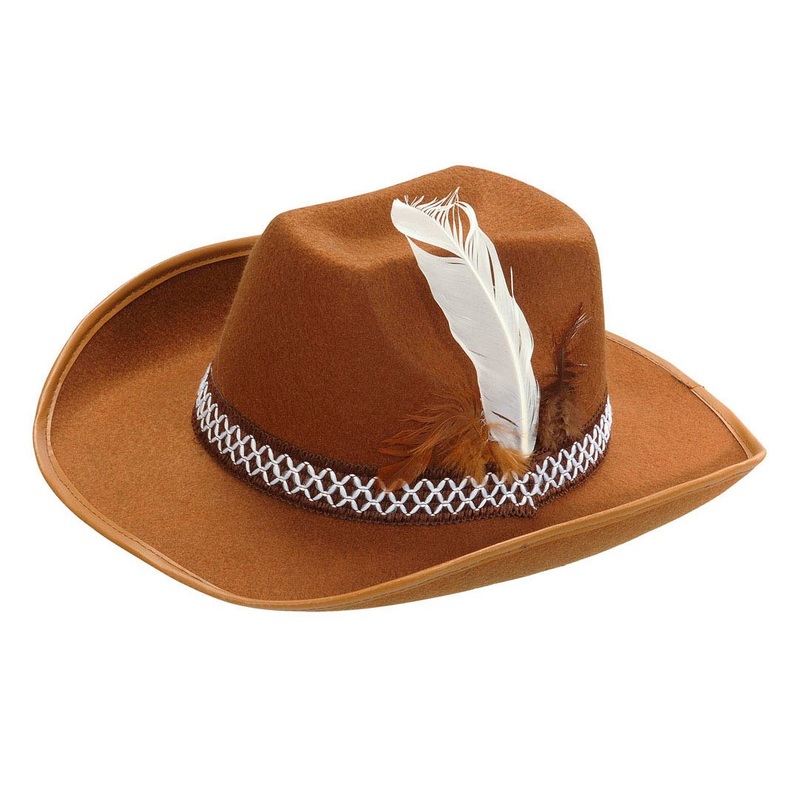 Cowboy hat brown with feather