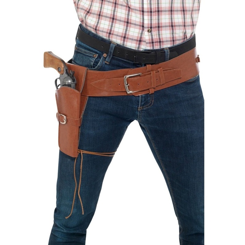 Cowboy pistol holster in brown