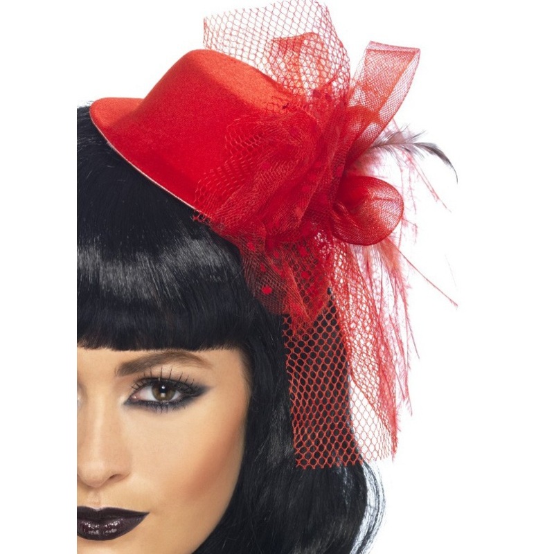 Fascinator cylinder headband red