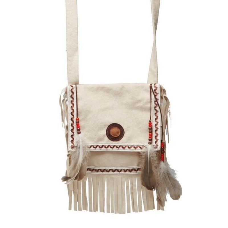 Feather shoulder bag beige