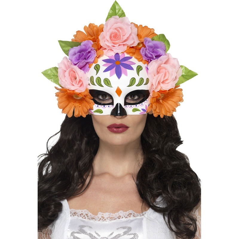 Flora day of the dead half mask