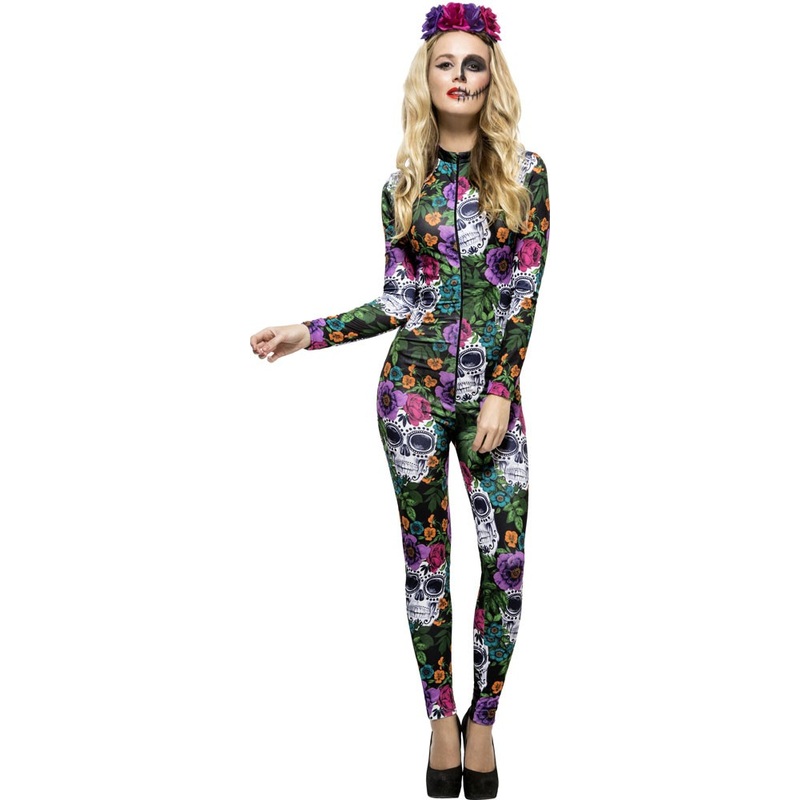 Flower Power Skeleton Jumpsuit for women S