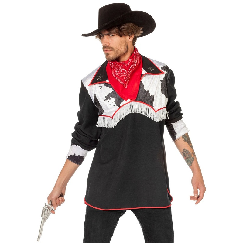 Men's cowboy western shirt with cow stain 48