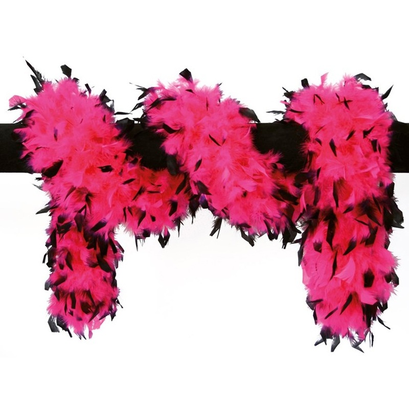 Pink-black feather boa deluxe 180cm