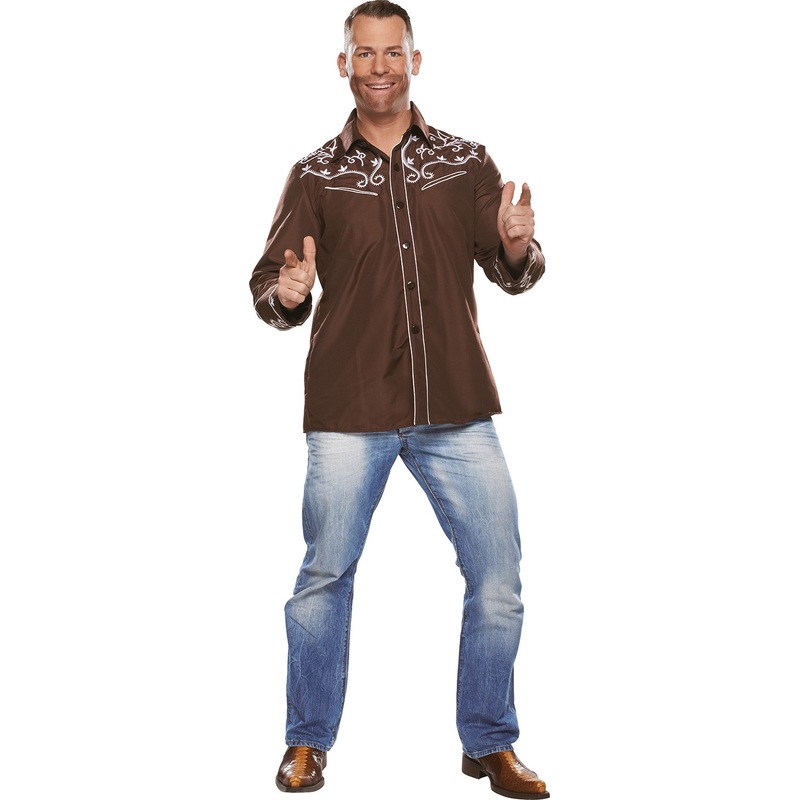 Western country men's shirt in brown 50