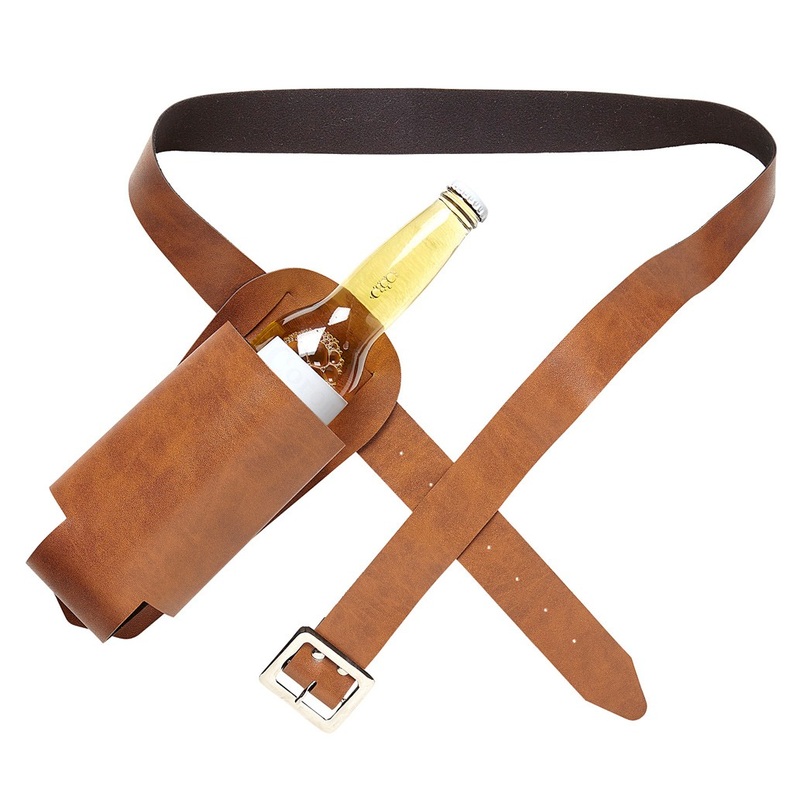 Brown bottle holster belt
