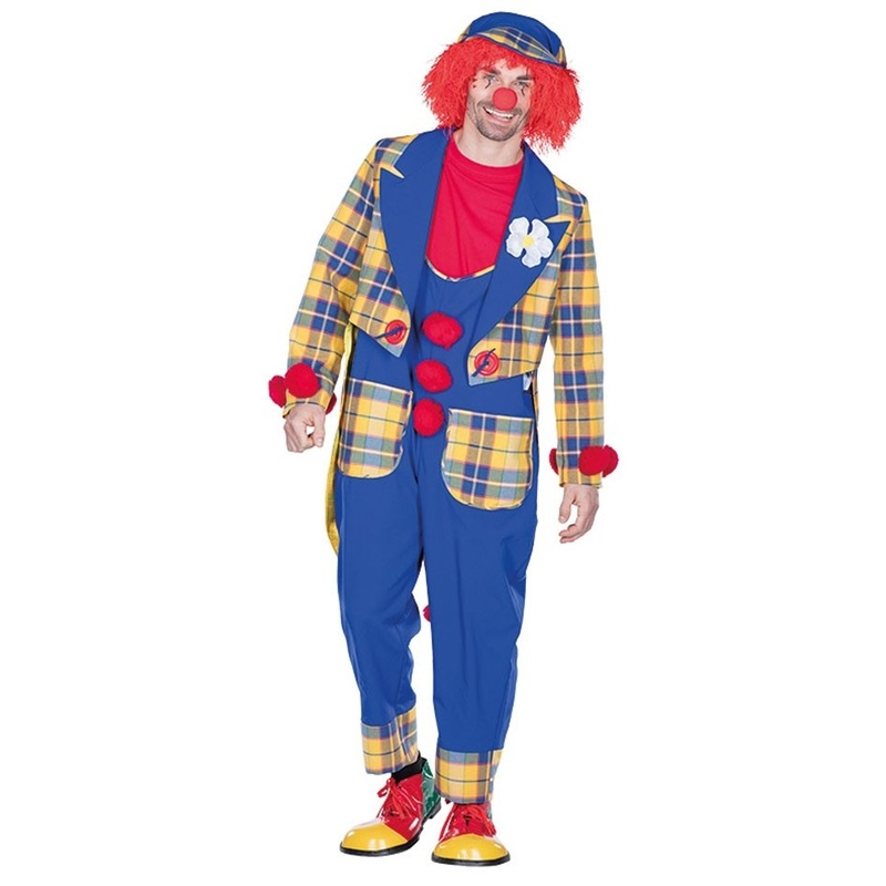 Checkered circus clown tailcoat for men S
