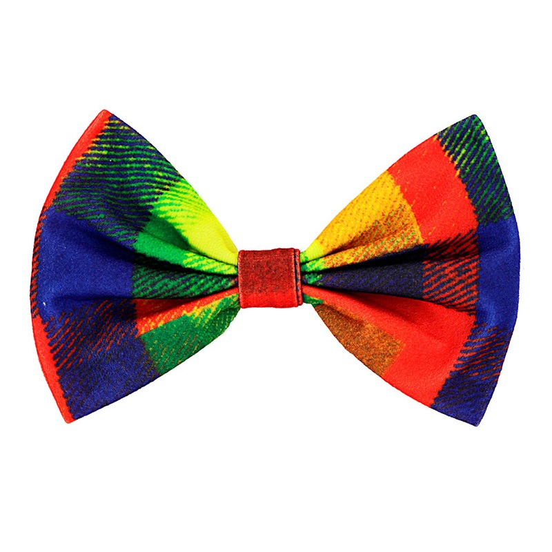 Colorful checkered clown bow tie