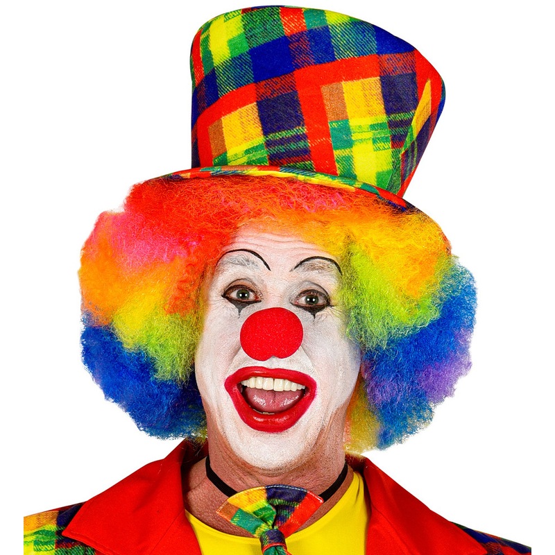 Colorful checkered clown top hat for adults