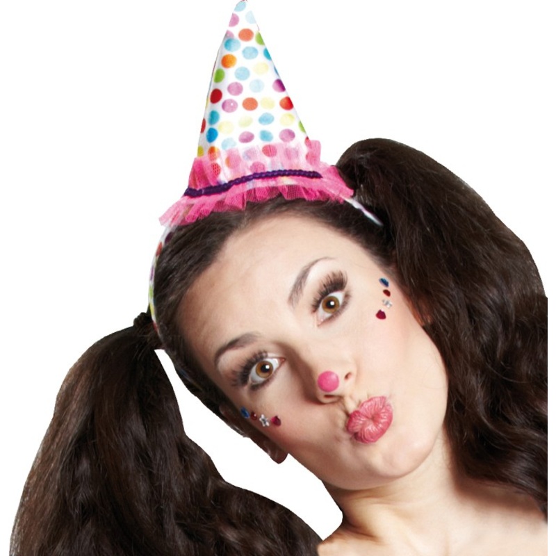 Colorful clown hat headband