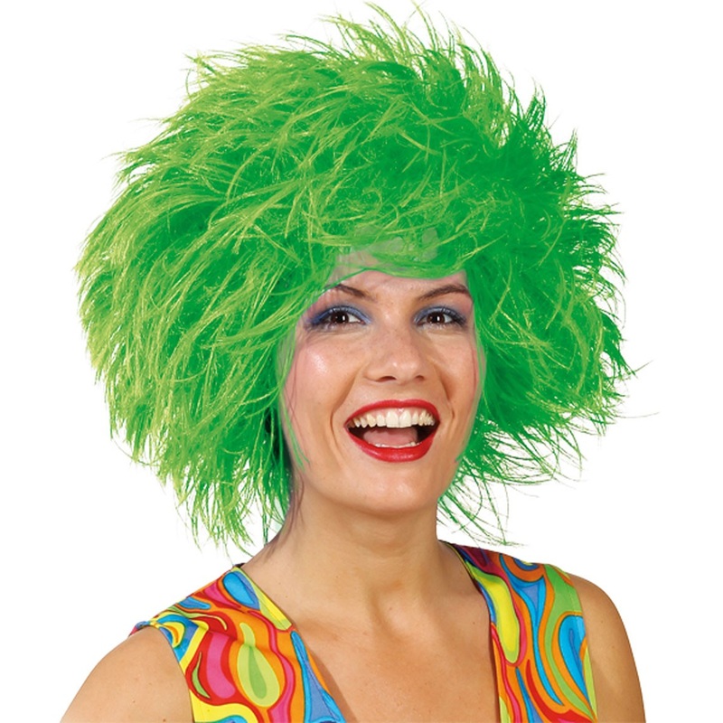 Disheveled fringe hair wig green