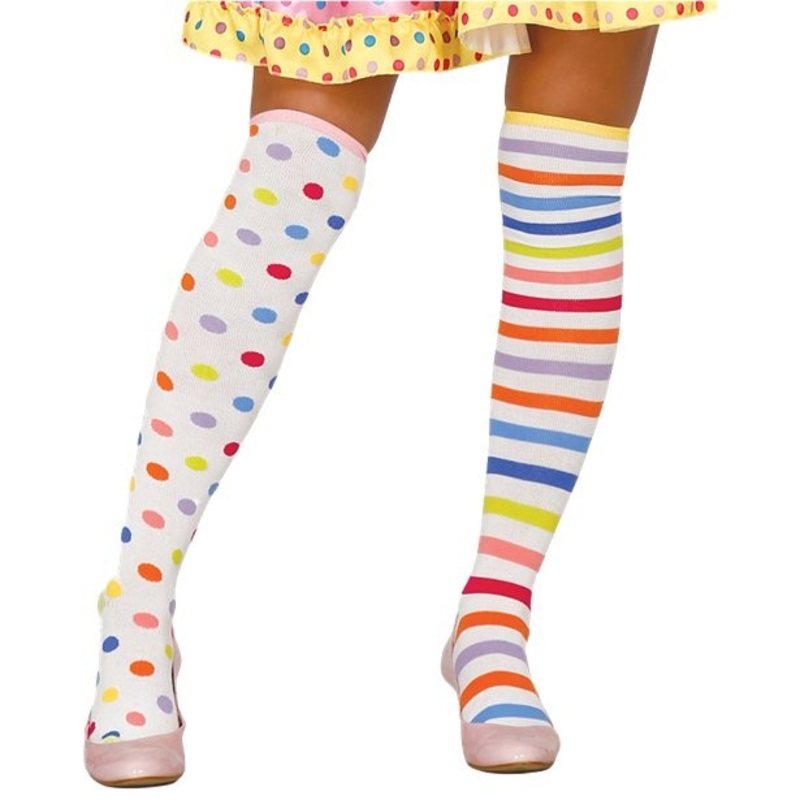Pattern mix clown overknees