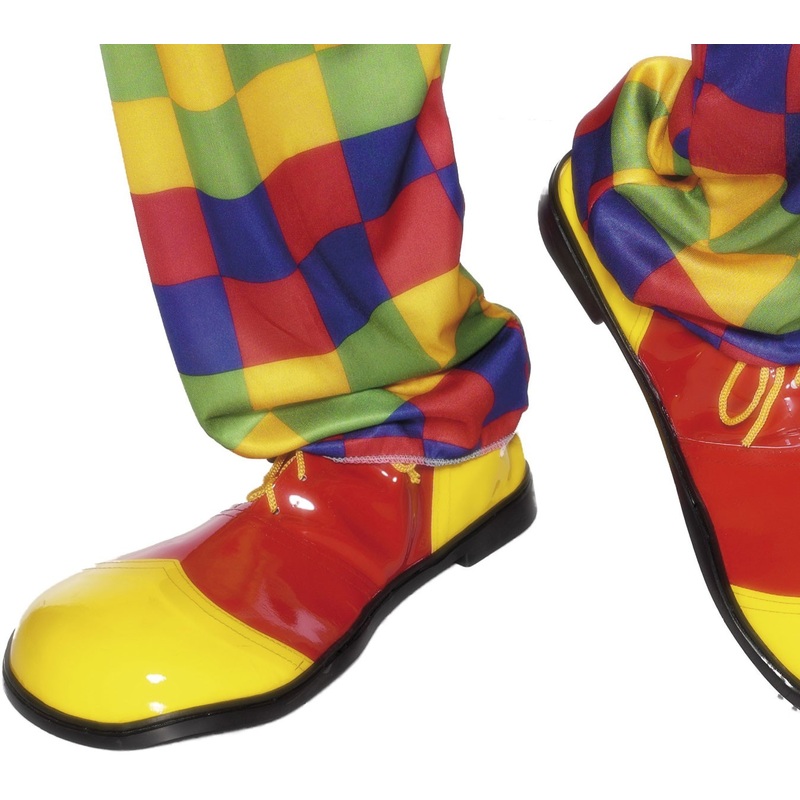 Popsy clown shoes XXL in yellow and red