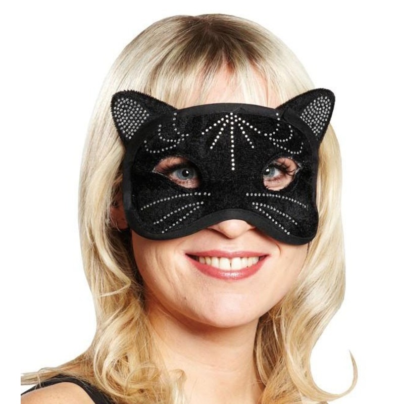 Black domino mask in the shape of a cat