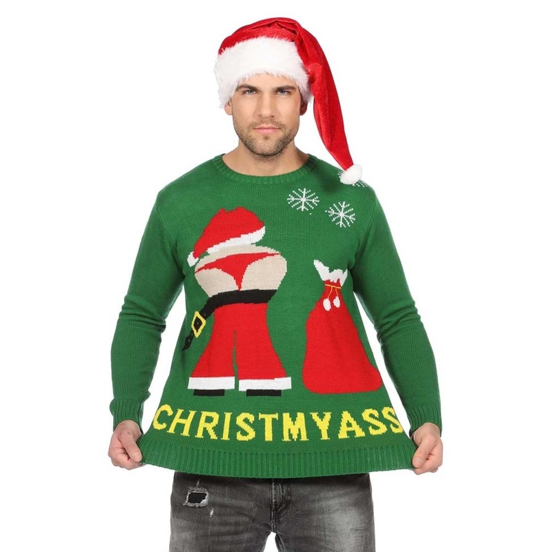 Christ my ass Christmas sweater S