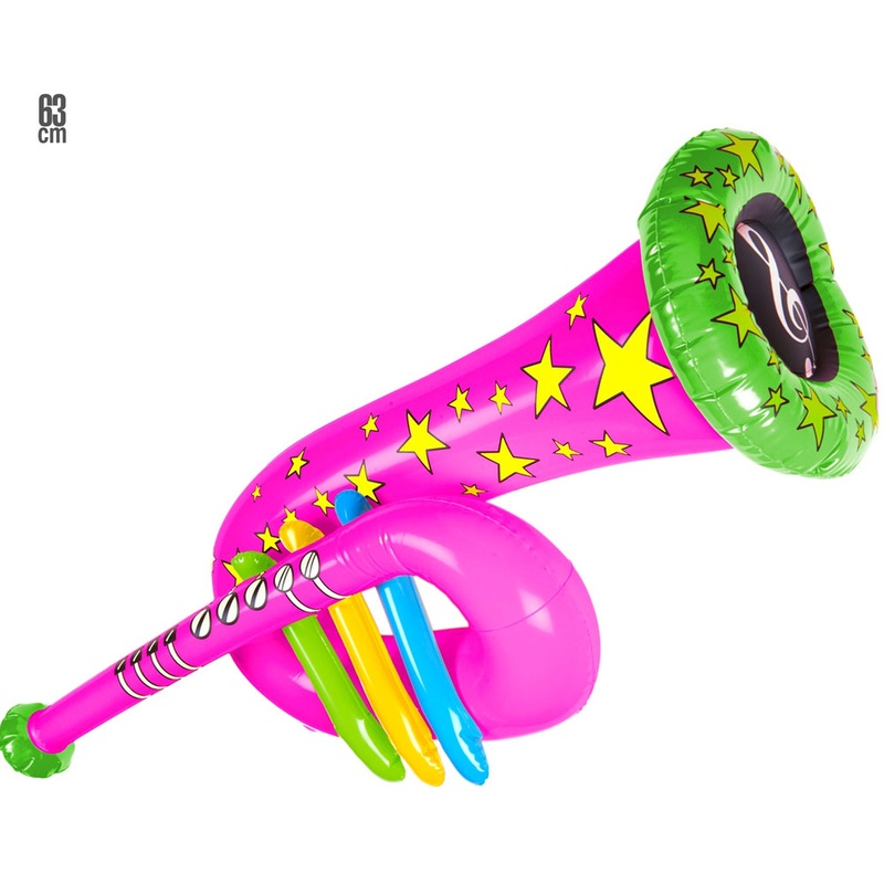Inflatable clown trumpet pink 63cm