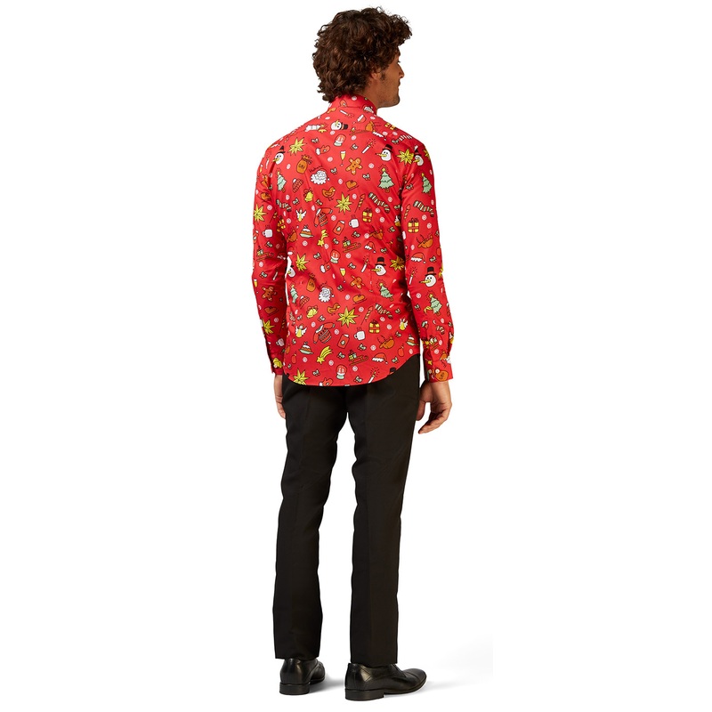 OppoSuits shirt Christmas Doodle Red 35-36