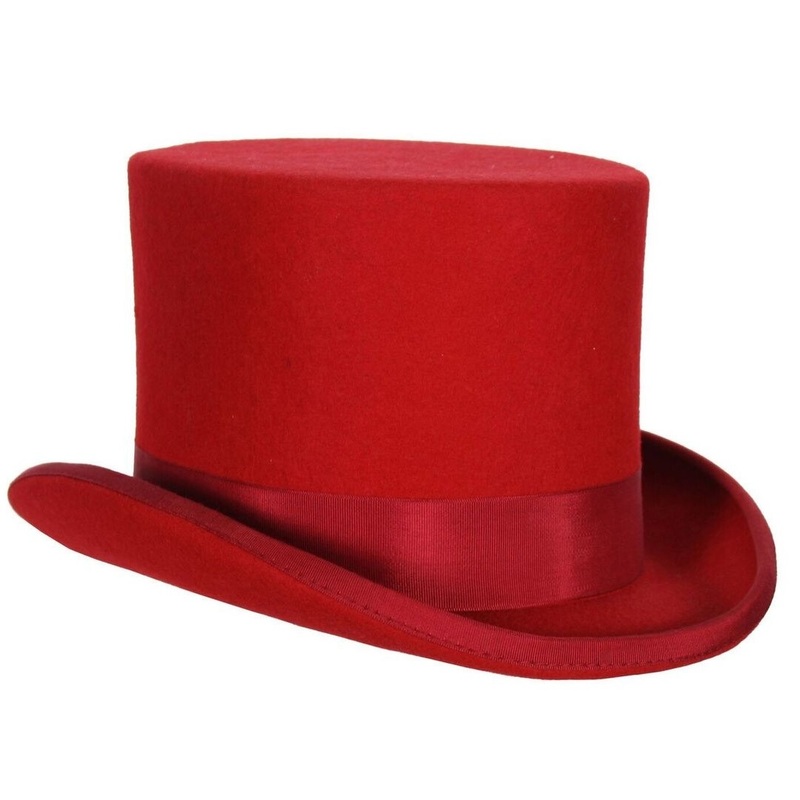 Elegant cylinder hat in red 57