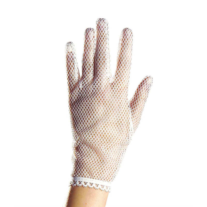 Elegant white fishnet gloves for women
