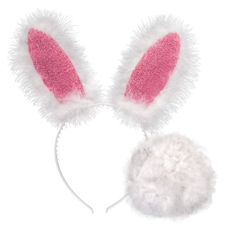 Fluffy rabbit headband with a tail